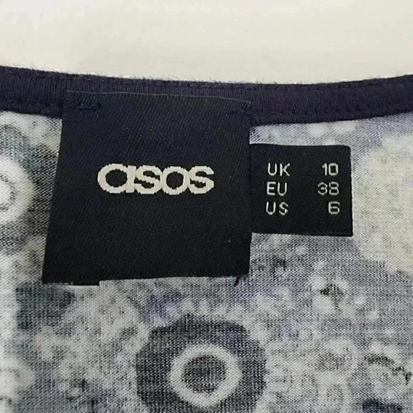 Asos printed Scoop Neck Long Sleeve Bodycon Midi Dress Size 6 - Picture 8 of 8